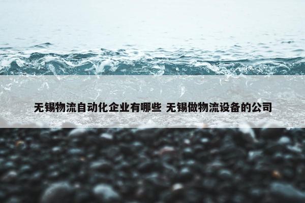 无锡物流自动化企业有哪些 无锡做物流设备的公司