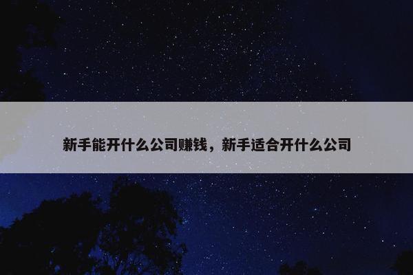 新手能开什么公司赚钱，新手适合开什么公司