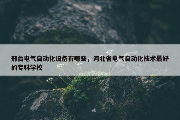 邢台电气自动化设备有哪些，河北省电气自动化技术最好的专科学校