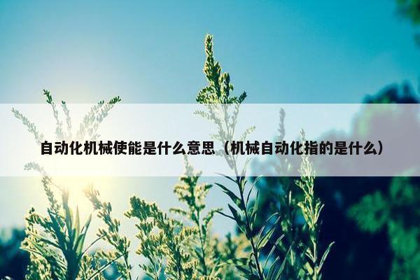 自动化机械使能是什么意思（机械自动化指的是什么）