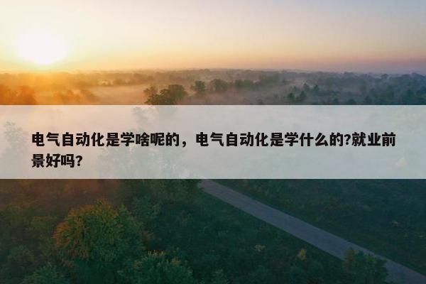 电气自动化是学啥呢的，电气自动化是学什么的?就业前景好吗?