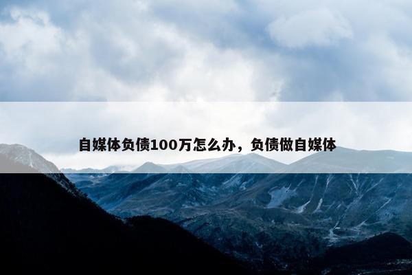 自媒体负债100万怎么办，负债做自媒体