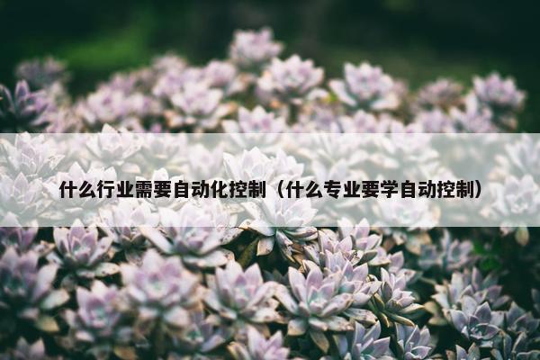 什么行业需要自动化控制（什么专业要学自动控制）