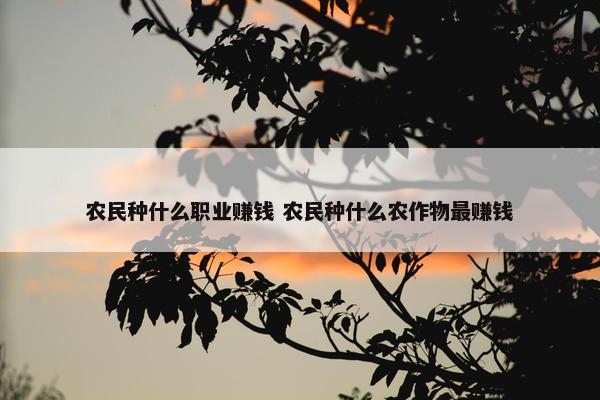 农民种什么职业赚钱 农民种什么农作物最赚钱