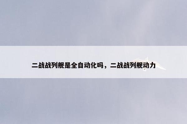 二战战列舰是全自动化吗，二战战列舰动力