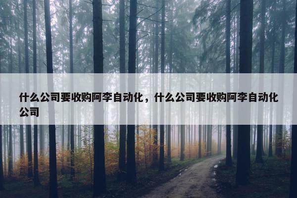 什么公司要收购阿李自动化，什么公司要收购阿李自动化公司