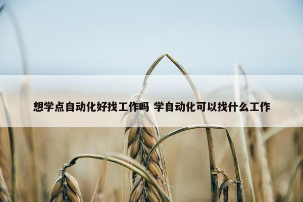 想学点自动化好找工作吗 学自动化可以找什么工作