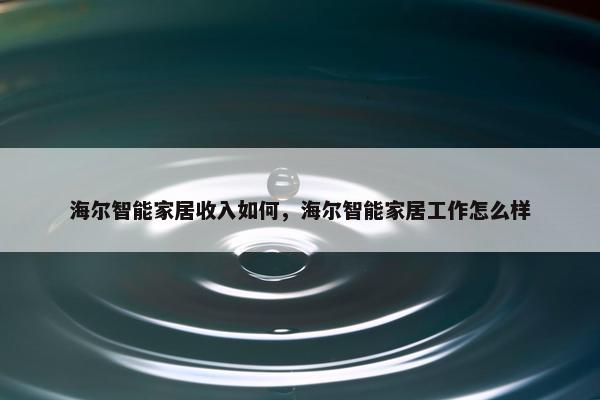 海尔智能家居收入如何，海尔智能家居工作怎么样