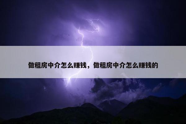 做租房中介怎么赚钱，做租房中介怎么赚钱的