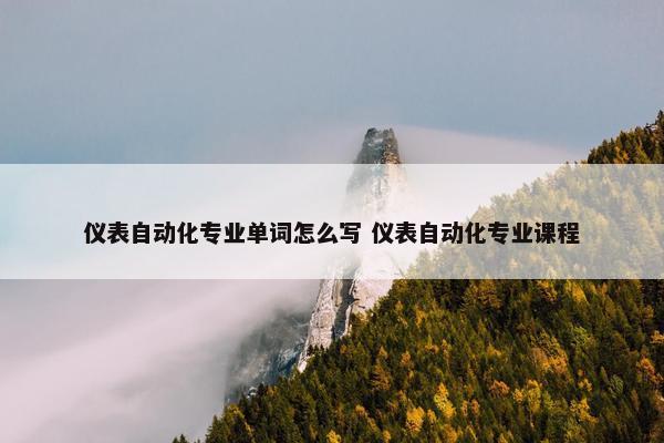 仪表自动化专业单词怎么写 仪表自动化专业课程