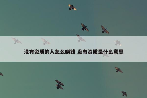 没有资质的人怎么赚钱 没有资质是什么意思