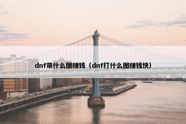 dnf带什么图赚钱（dnf打什么图赚钱快）