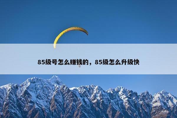 85级号怎么赚钱的，85级怎么升级快