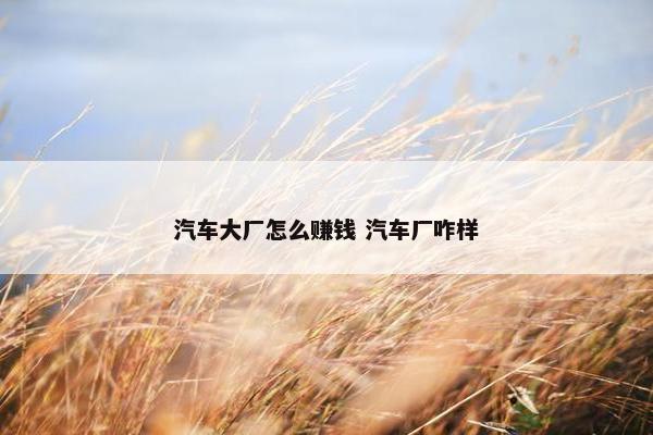 汽车大厂怎么赚钱 汽车厂咋样