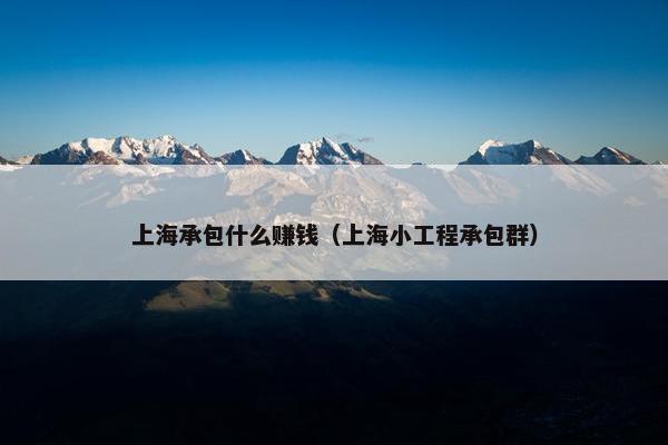 上海承包什么赚钱（上海小工程承包群）