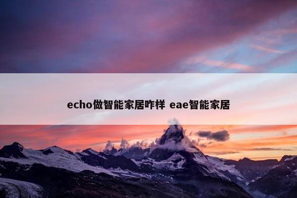 echo做智能家居咋样 eae智能家居