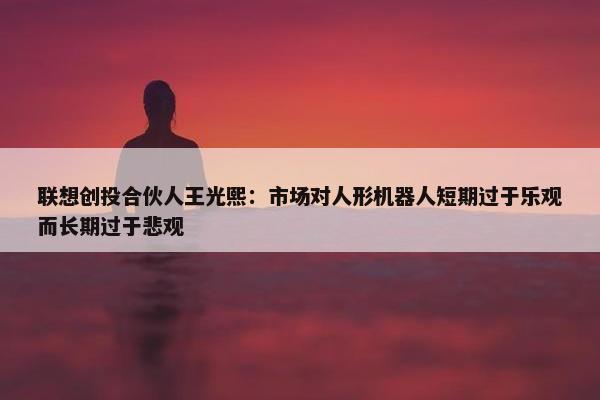 联想创投合伙人王光熙：市场对人形机器人短期过于乐观而长期过于悲观