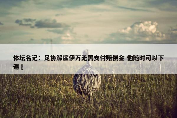 体坛名记：足协解雇伊万无需支付赔偿金 他随时可以下课 