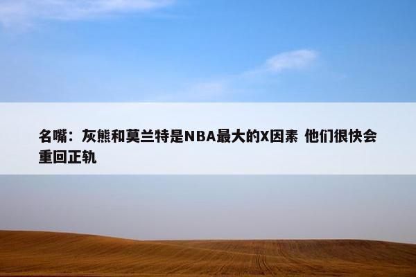 名嘴：灰熊和莫兰特是NBA最大的X因素 他们很快会重回正轨