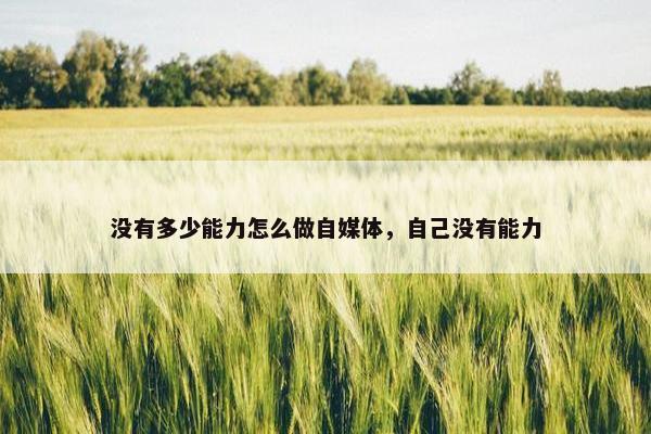 没有多少能力怎么做自媒体，自己没有能力