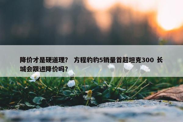 降价才是硬道理？ 方程豹豹5销量首超坦克300 长城会跟进降价吗？