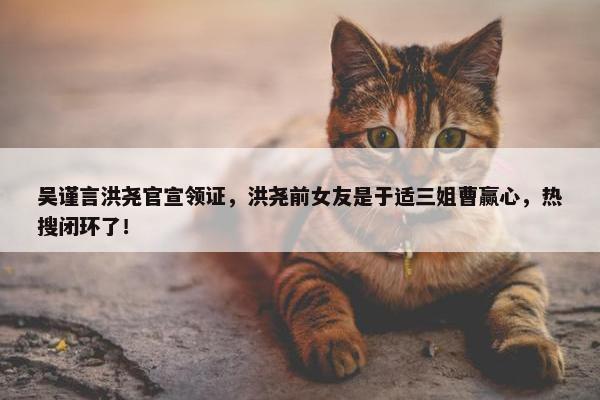 吴谨言洪尧官宣领证，洪尧前女友是于适三姐曹赢心，热搜闭环了！