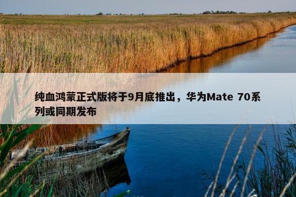 纯血鸿蒙正式版将于9月底推出，华为Mate 70系列或同期发布