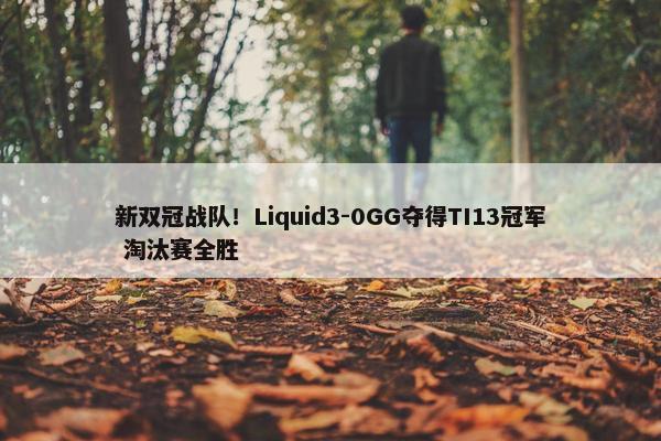 新双冠战队！Liquid3-0GG夺得TI13冠军 淘汰赛全胜