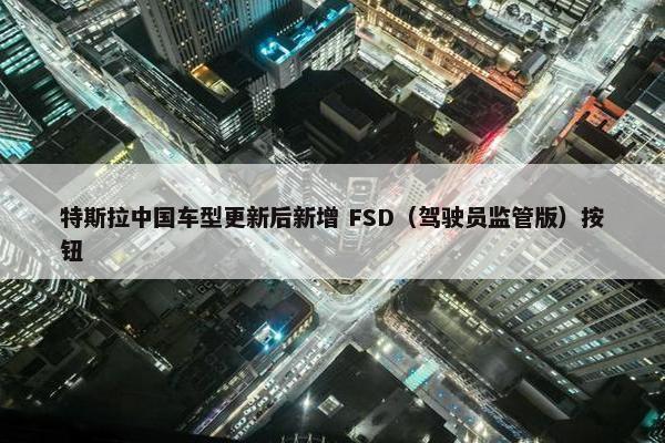 特斯拉中国车型更新后新增 FSD（驾驶员监管版）按钮