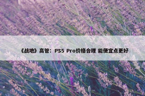 《战地》高管：PS5 Pro价格合理 能便宜点更好