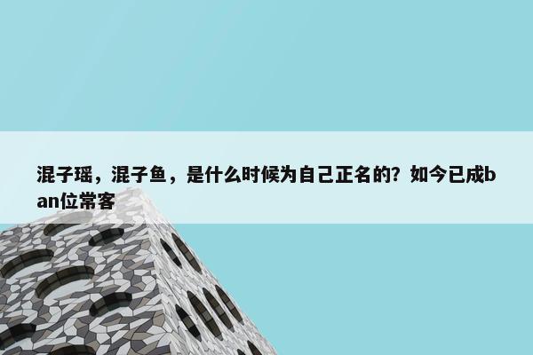 混子瑶，混子鱼，是什么时候为自己正名的？如今已成ban位常客