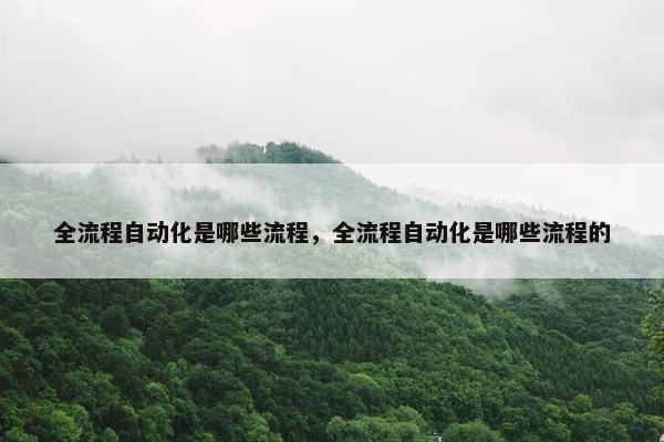 全流程自动化是哪些流程，全流程自动化是哪些流程的