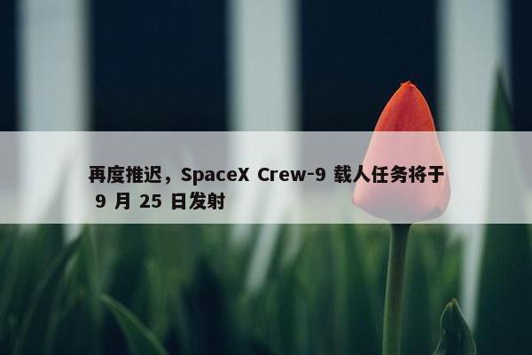 再度推迟，SpaceX Crew-9 载人任务将于 9 月 25 日发射