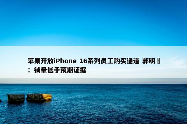 苹果开放iPhone 16系列员工购买通道 郭明錤：销量低于预期证据