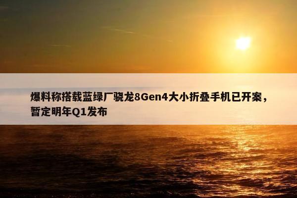 爆料称搭载蓝绿厂骁龙8Gen4大小折叠手机已开案，暂定明年Q1发布