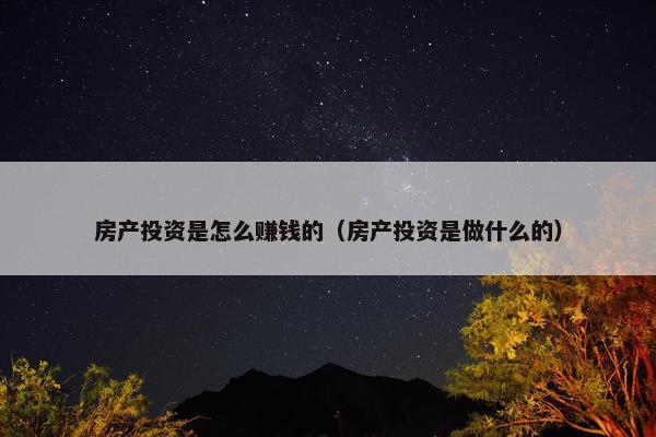 房产投资是怎么赚钱的（房产投资是做什么的）