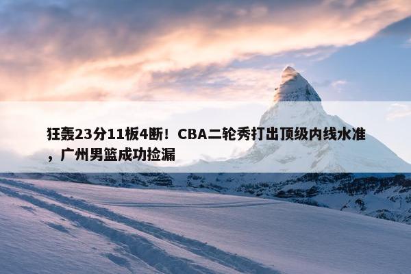 狂轰23分11板4断！CBA二轮秀打出顶级内线水准，广州男篮成功捡漏