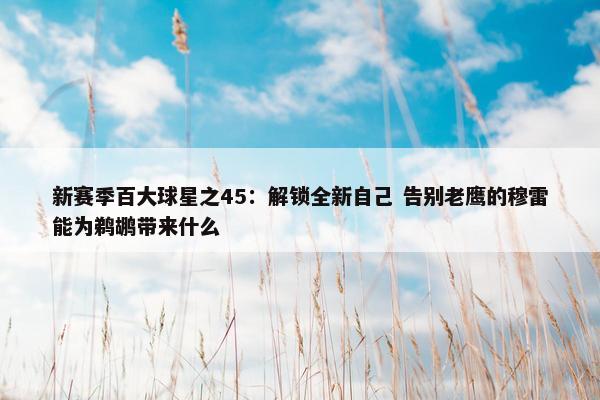 新赛季百大球星之45：解锁全新自己 告别老鹰的穆雷能为鹈鹕带来什么