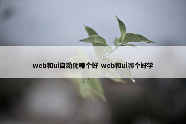 web和ui自动化哪个好 web和ui哪个好学