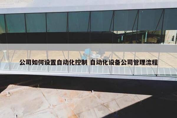 公司如何设置自动化控制 自动化设备公司管理流程