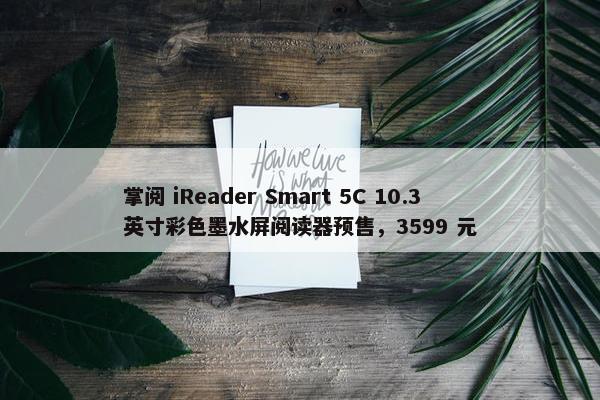 掌阅 iReader Smart 5C 10.3 英寸彩色墨水屏阅读器预售，3599 元