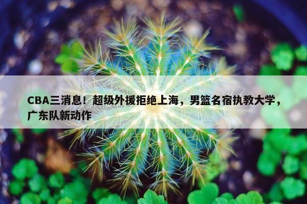 CBA三消息！超级外援拒绝上海，男篮名宿执教大学，广东队新动作