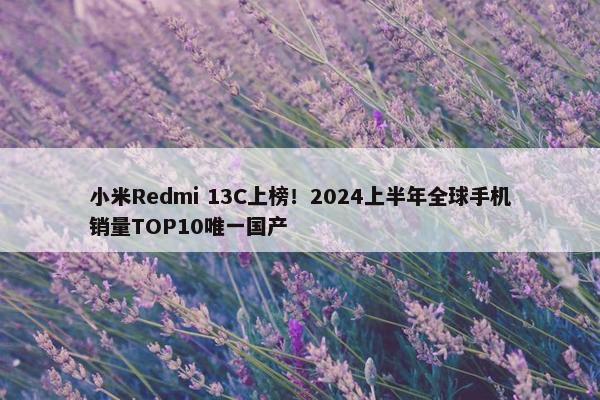 小米Redmi 13C上榜！2024上半年全球手机销量TOP10唯一国产