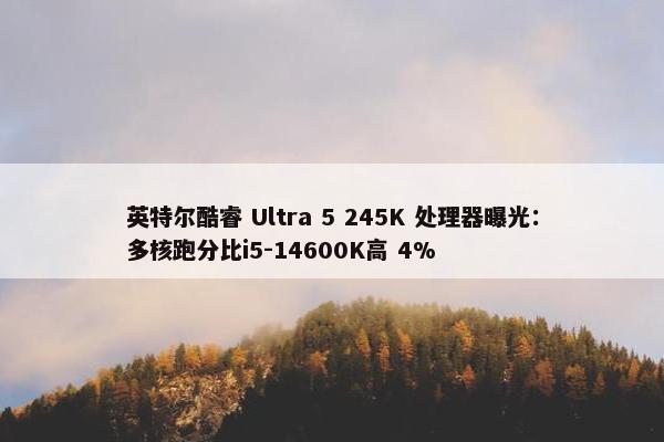 英特尔酷睿 Ultra 5 245K 处理器曝光：多核跑分比i5-14600K高 4%