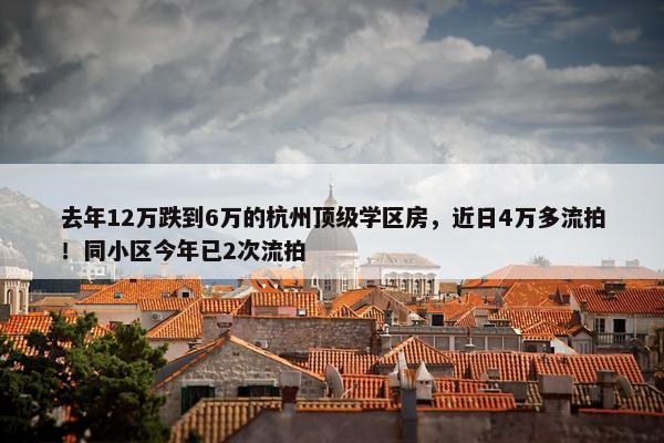 去年12万跌到6万的杭州顶级学区房，近日4万多流拍！同小区今年已2次流拍