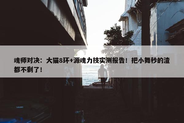 魂师对决：大猫8环+源魂力技实测报告！把小舞秒的渣都不剩了！