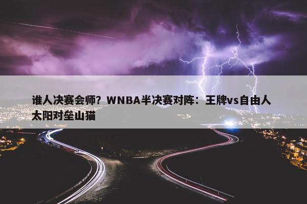 谁人决赛会师？WNBA半决赛对阵：王牌vs自由人 太阳对垒山猫