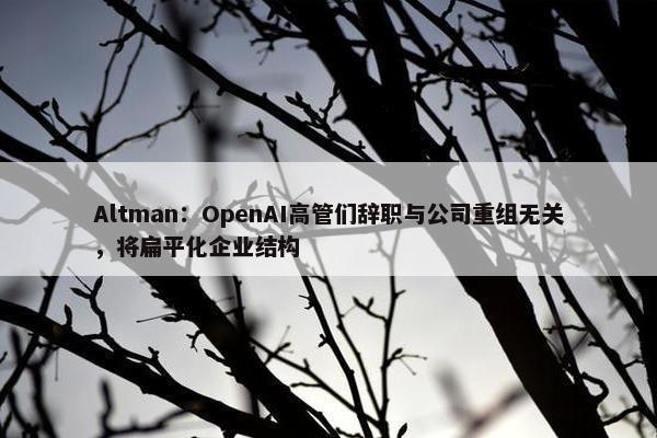 Altman：OpenAI高管们辞职与公司重组无关，将扁平化企业结构