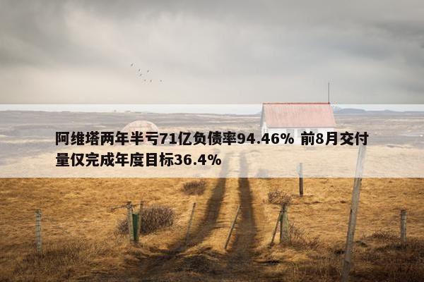 阿维塔两年半亏71亿负债率94.46% 前8月交付量仅完成年度目标36.4%