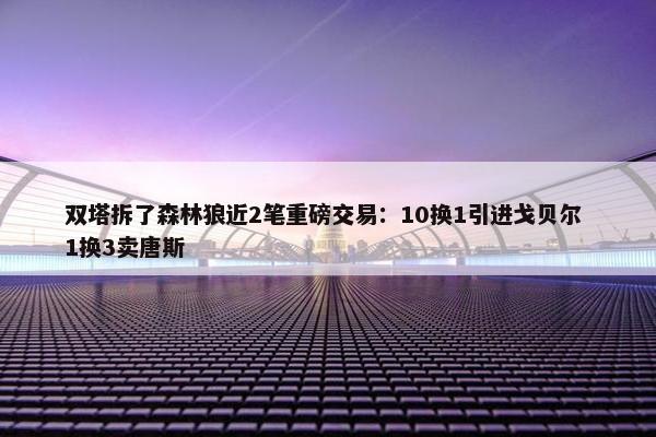 双塔拆了森林狼近2笔重磅交易：10换1引进戈贝尔 1换3卖唐斯